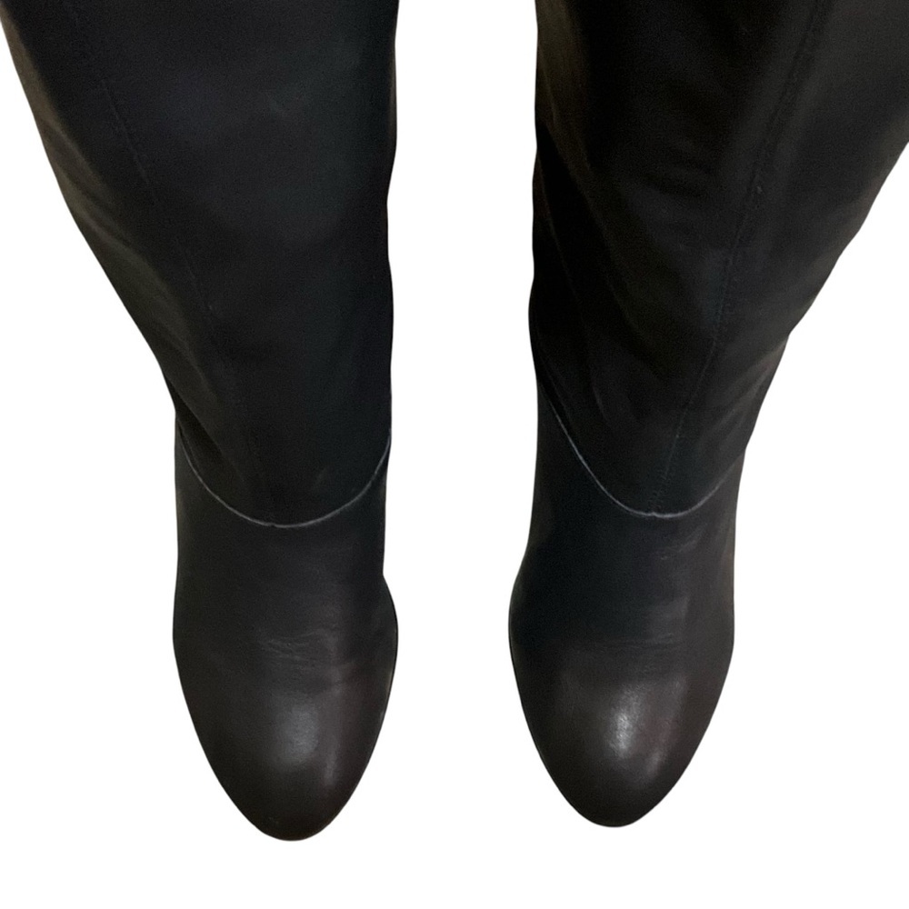 🎉HP RARE Navy Kelsi Dagger Navy Blue Polianna Mid Calf Heeled Boots - Picture 3 of 12